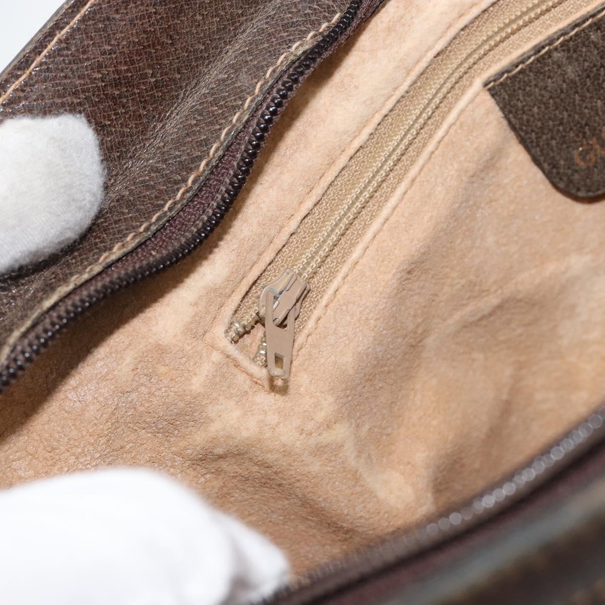 GUCCI GG Supreme Web Sherry Line Shoulder Bag PVC Beige Gold Auth ep12123