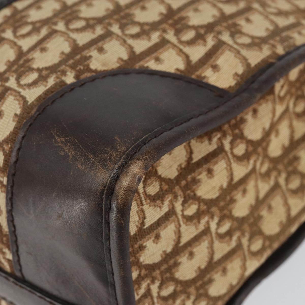 Christian Dior Trotter Canvas Boston Bag Beige Gold Auth ep12125