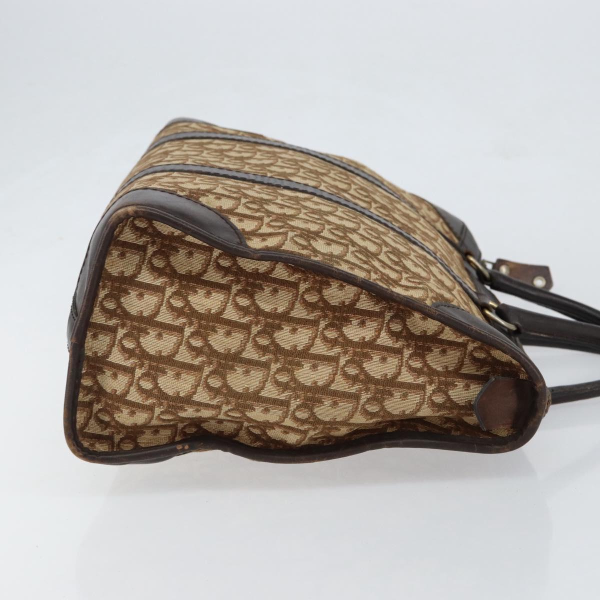 Christian Dior Trotter Canvas Boston Bag Beige Gold Auth ep12125