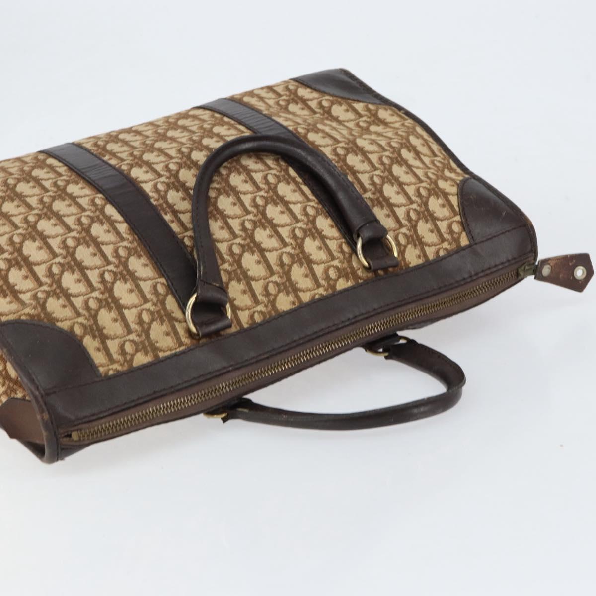 Christian Dior Trotter Canvas Boston Bag Beige Gold Auth ep12125