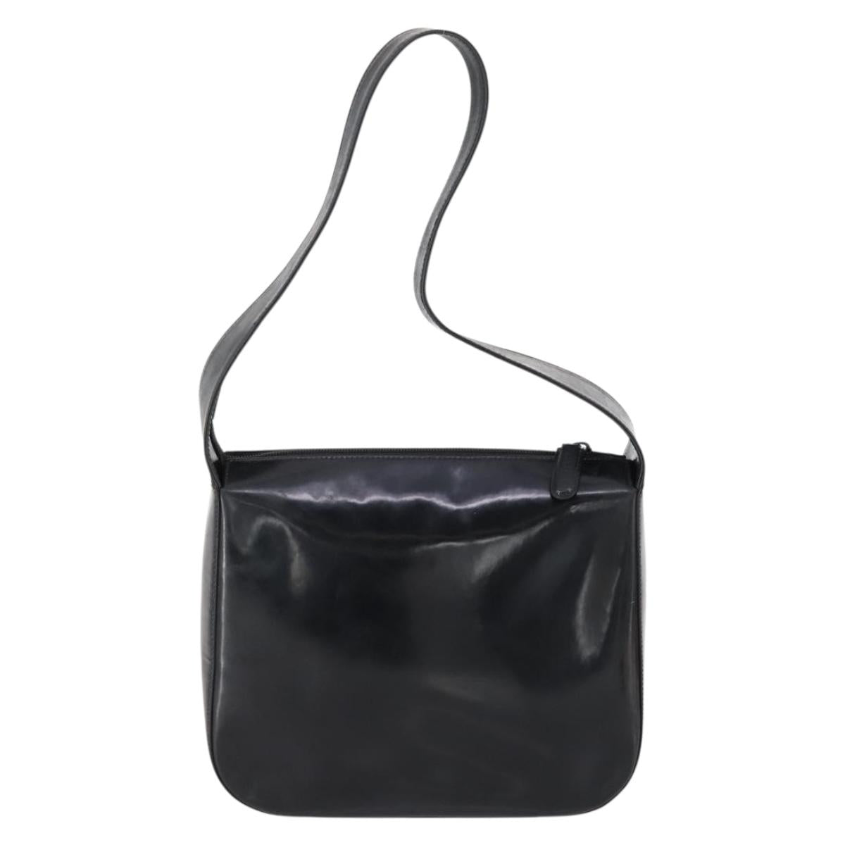 GUCCI Shoulder Bag Enamel Black Auth ep12128