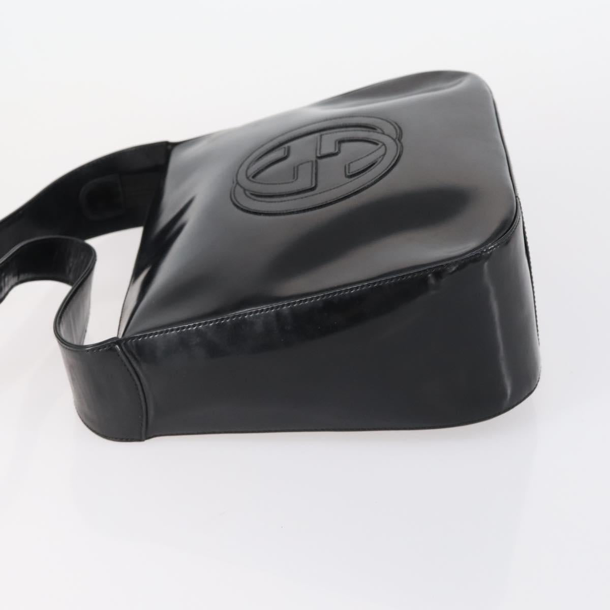 GUCCI Shoulder Bag Enamel Black Auth ep12128