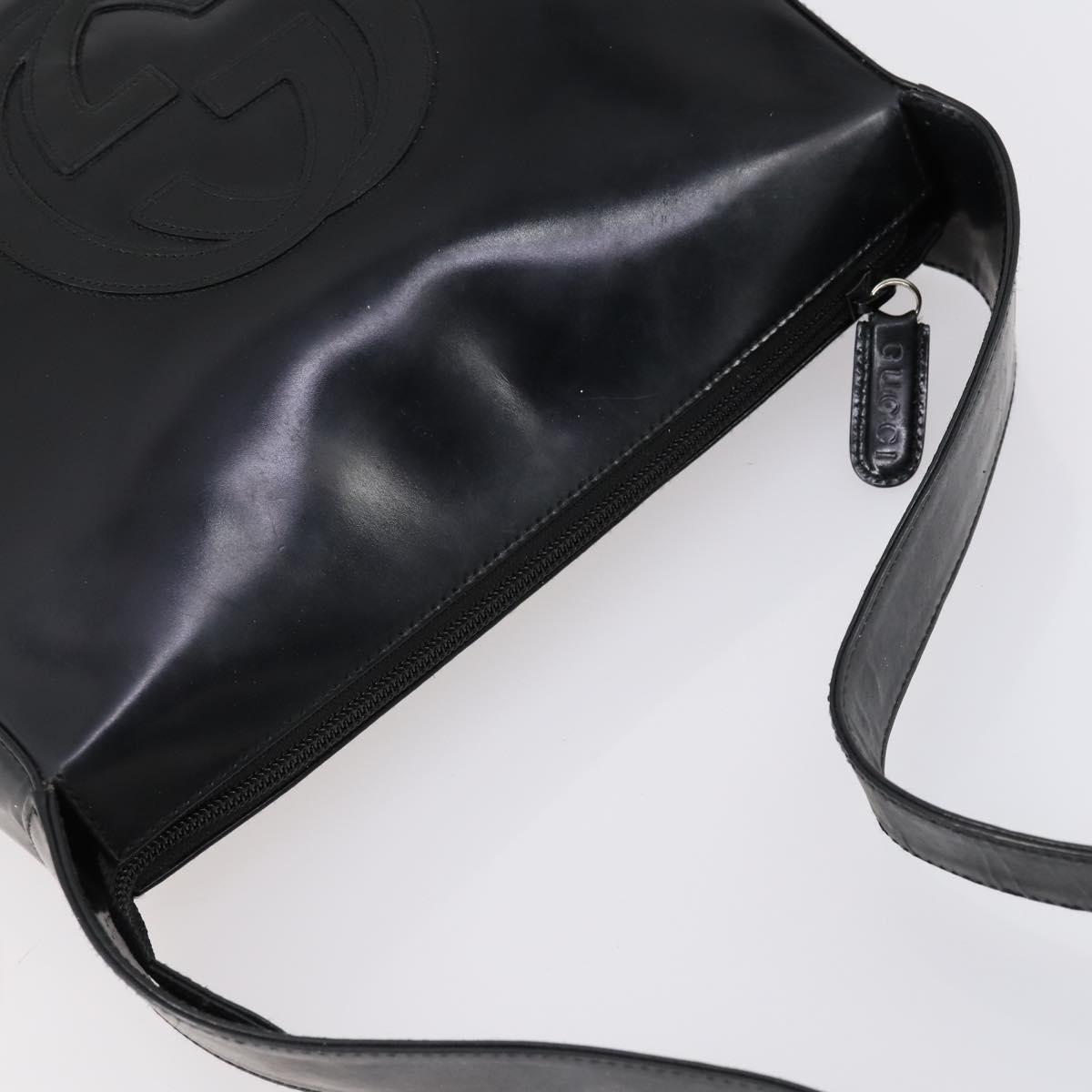 GUCCI Shoulder Bag Enamel Black Auth ep12128