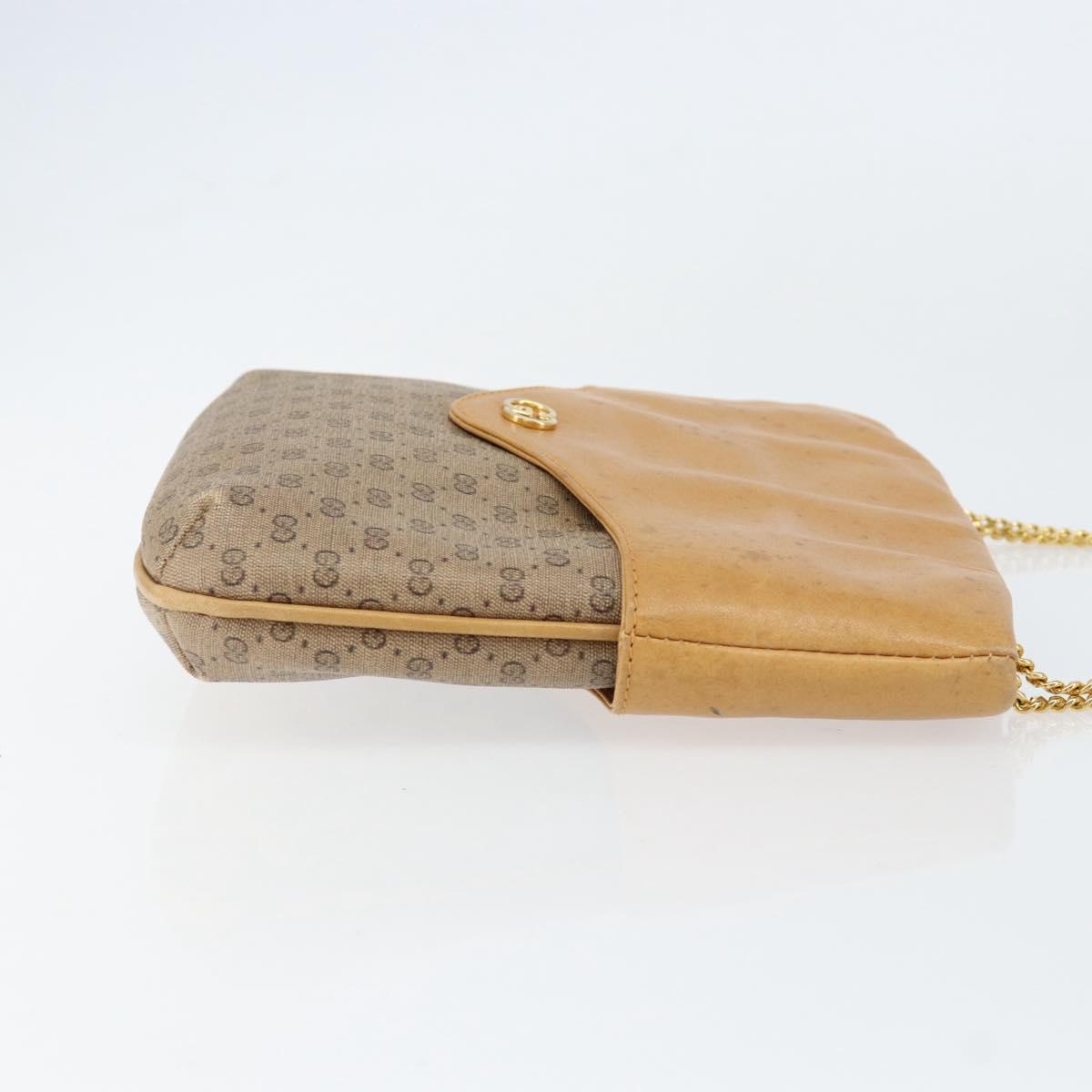 GUCCI Micro GG Supreme Chain Shoulder Bag PVC Leather Beige Gold Auth ep12132