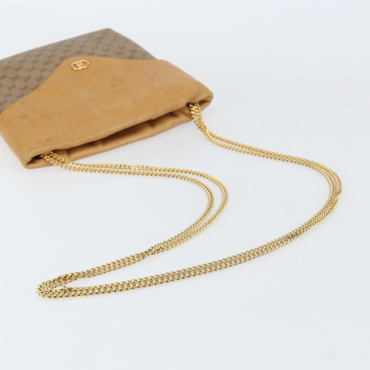 GUCCI Micro GG Supreme Chain Shoulder Bag PVC Leather Beige Gold Auth ep12132