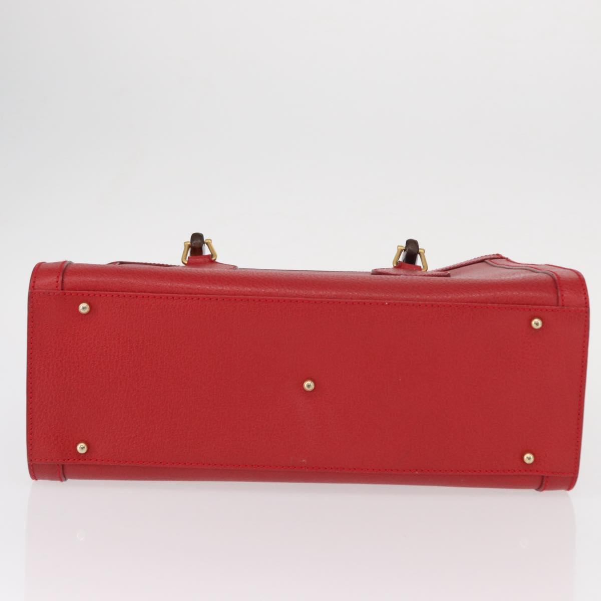 GUCCI Bamboo Hand Bag Leather Red Gold 002 0260 2615 Auth ep12137