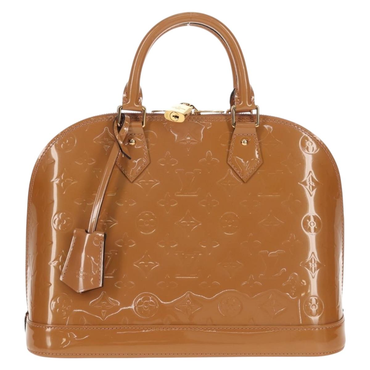 LOUIS VUITTON Monogram Vernis Alma PM Hand Bag Beige Poodle M91751 Auth ep12145A