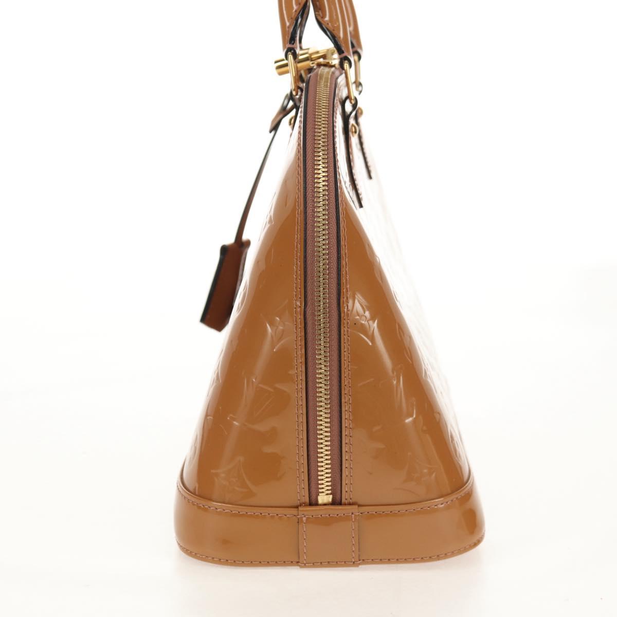 LOUIS VUITTON Monogram Vernis Alma PM Hand Bag Beige Poodle M91751 Auth ep12145A