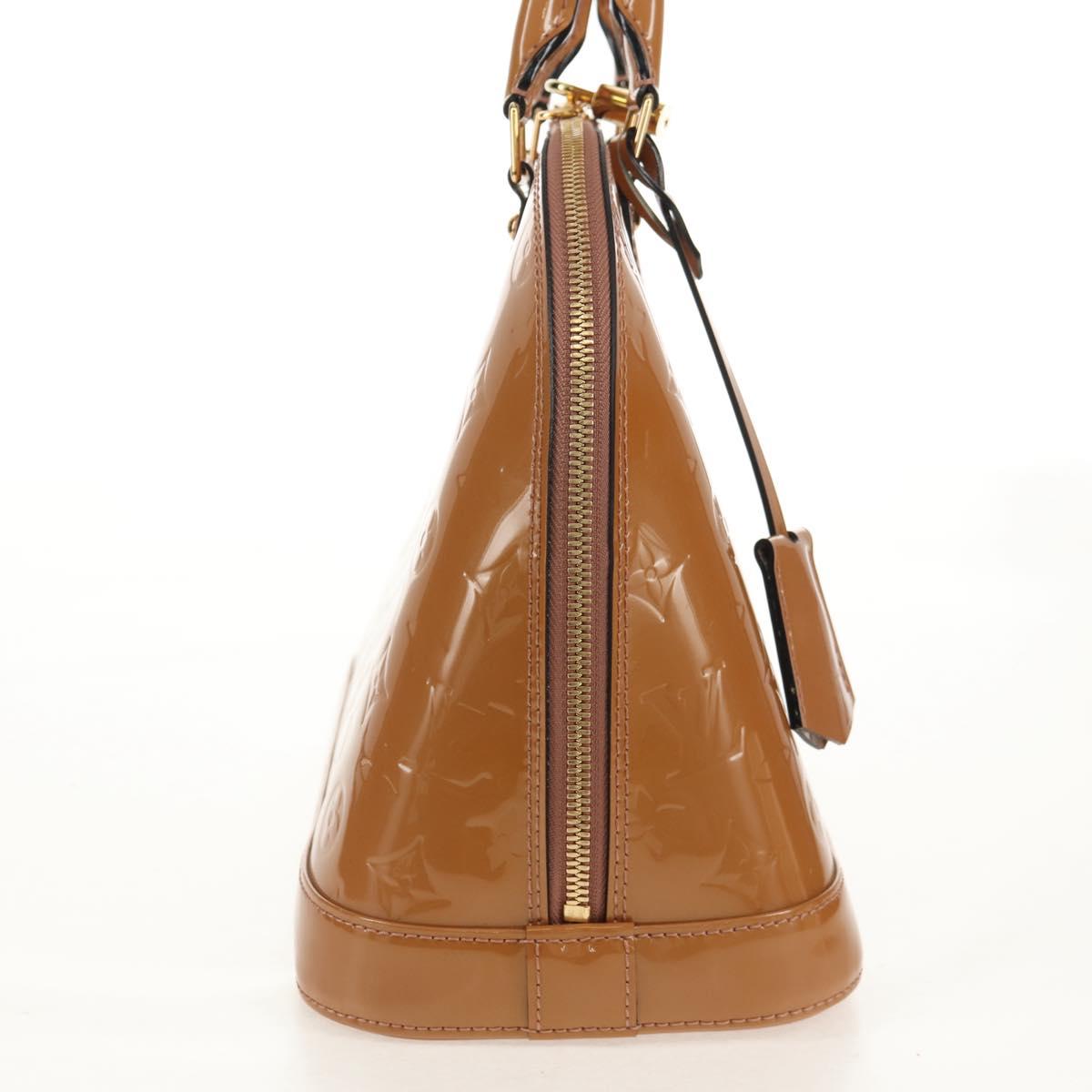 LOUIS VUITTON Monogram Vernis Alma PM Hand Bag Beige Poodle M91751 Auth ep12145A