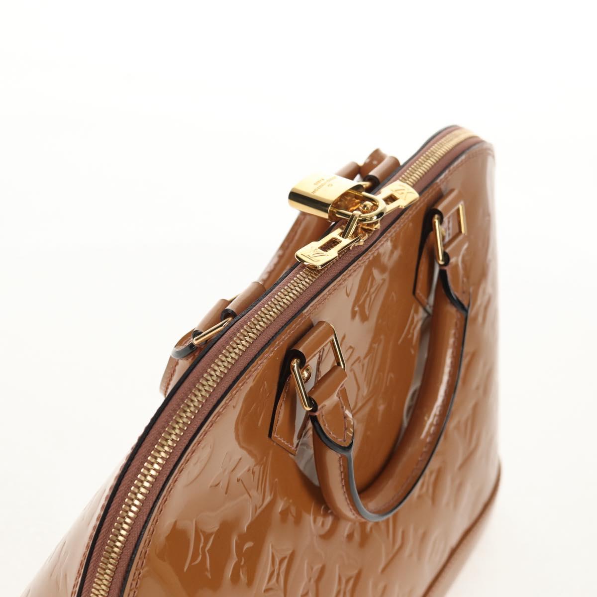 LOUIS VUITTON Monogram Vernis Alma PM Hand Bag Beige Poodle M91751 Auth ep12145A