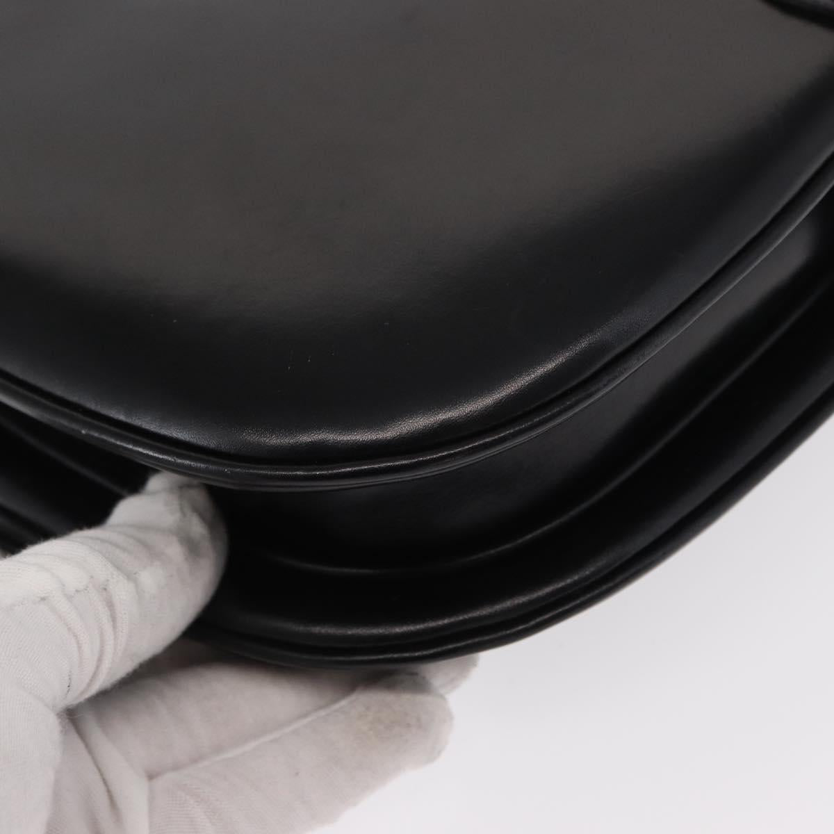 GUCCI Shoulder Bag Leather Black Gold Auth ep12147