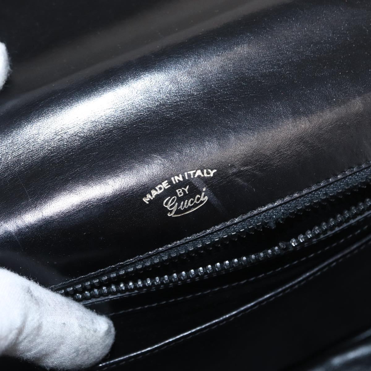 GUCCI Shoulder Bag Leather Black Gold Auth ep12147