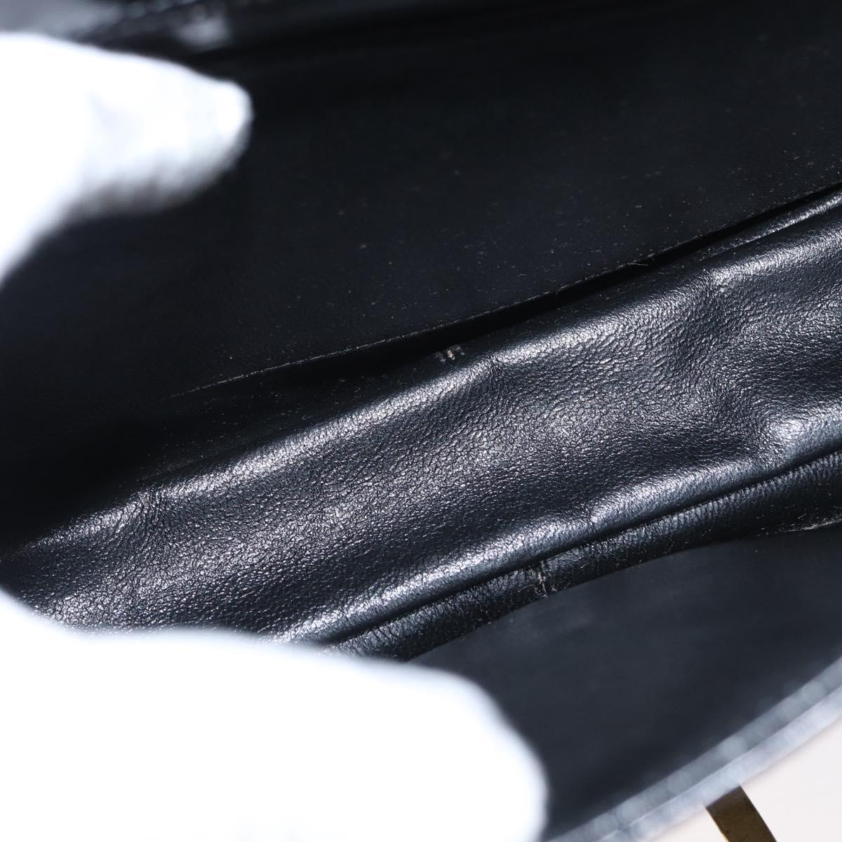 GUCCI Shoulder Bag Leather Black Gold Auth ep12147