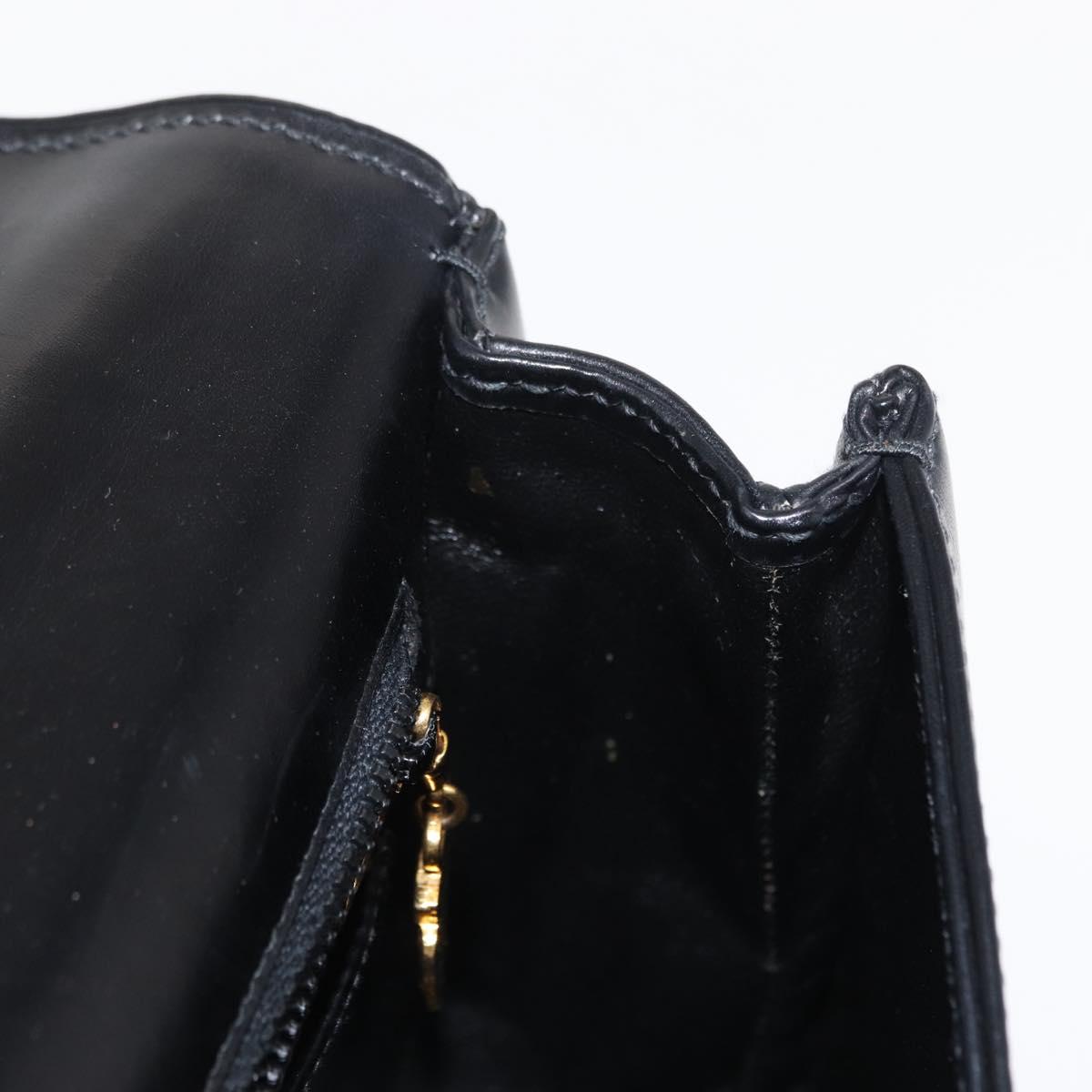 GUCCI Shoulder Bag Leather Black Gold Auth ep12147
