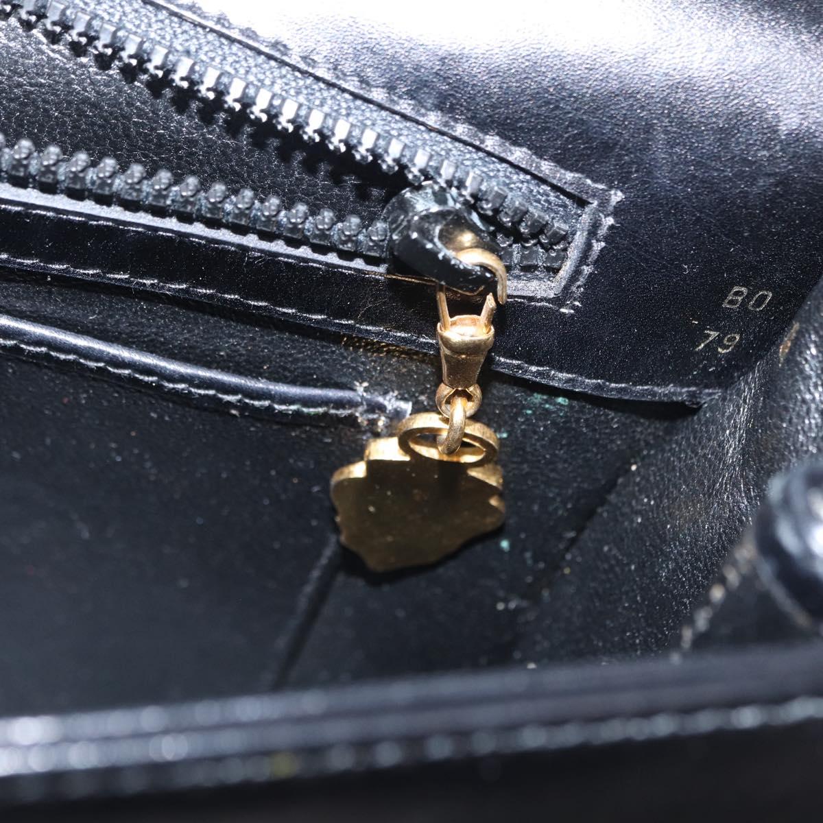 GUCCI Shoulder Bag Leather Black Gold Auth ep12147