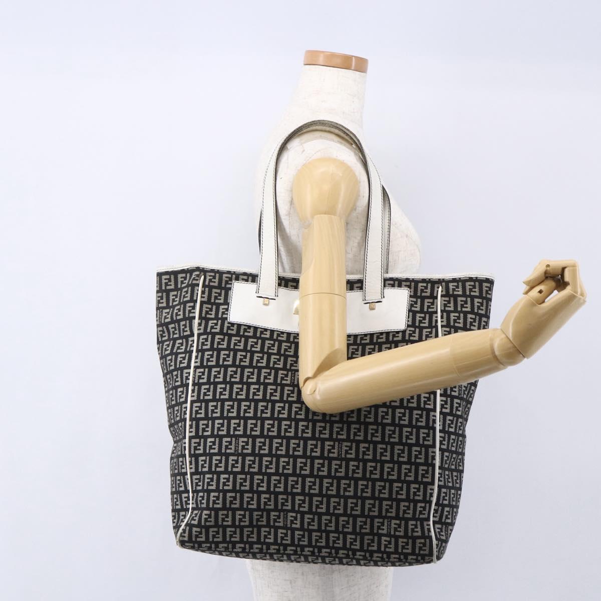 FENDI Zucchino Canvas Tote Bag Black Auth ep12149