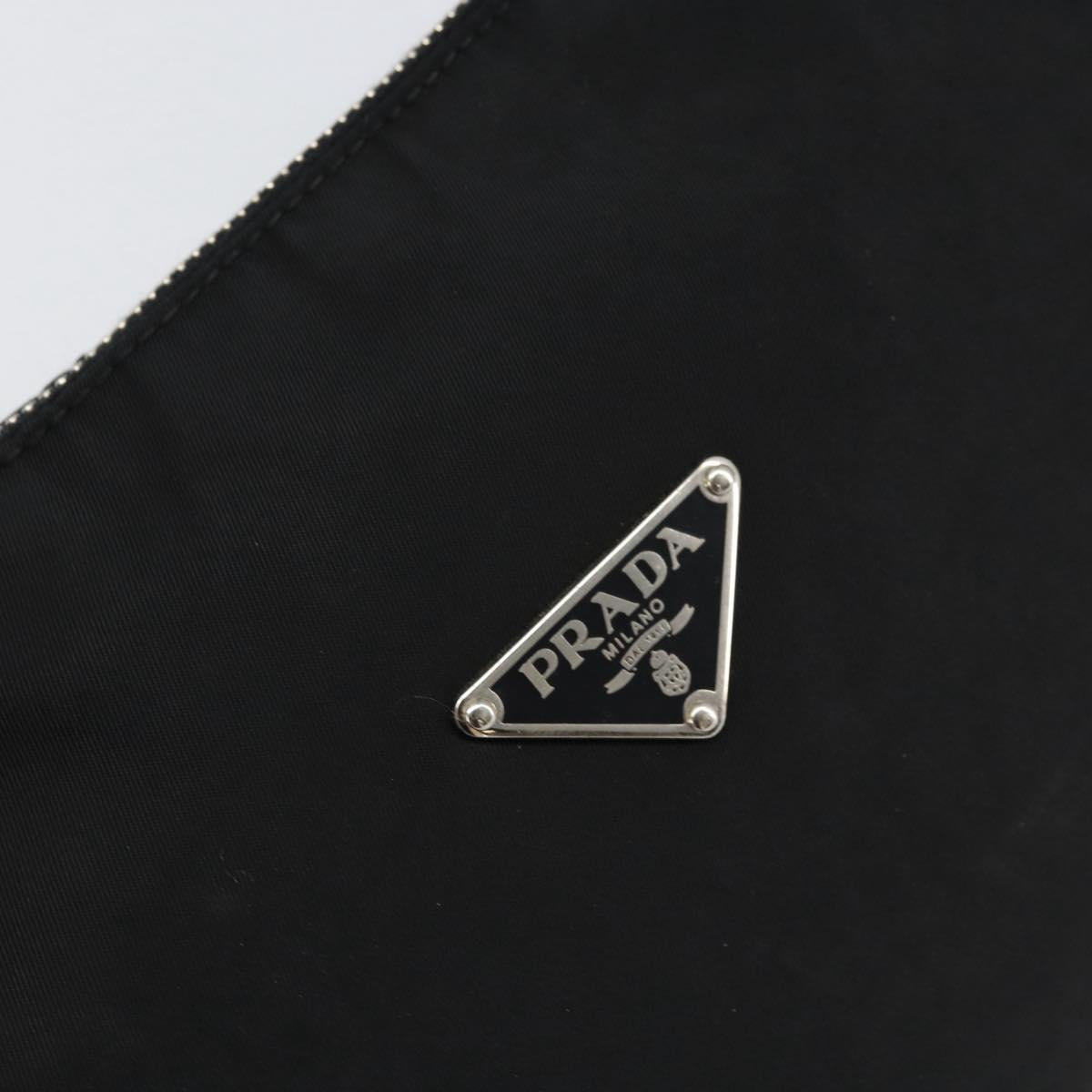 PRADA Hand Bag Nylon Black Silver Auth ep12152