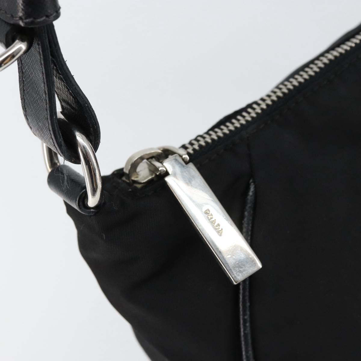 PRADA Hand Bag Nylon Black Silver Auth ep12152