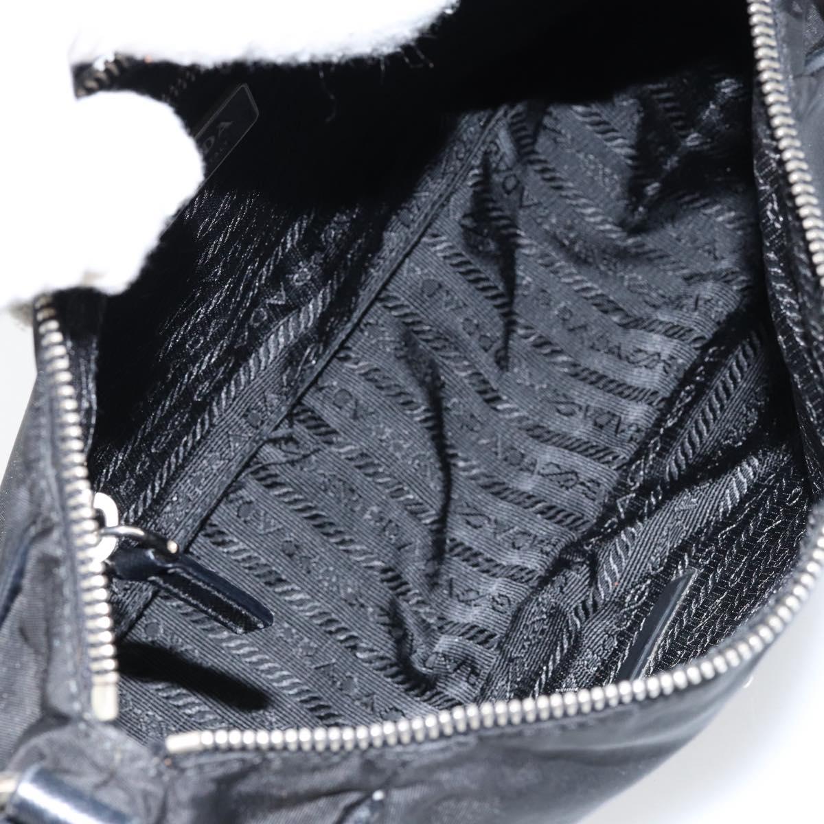 PRADA Hand Bag Nylon Black Silver Auth ep12152