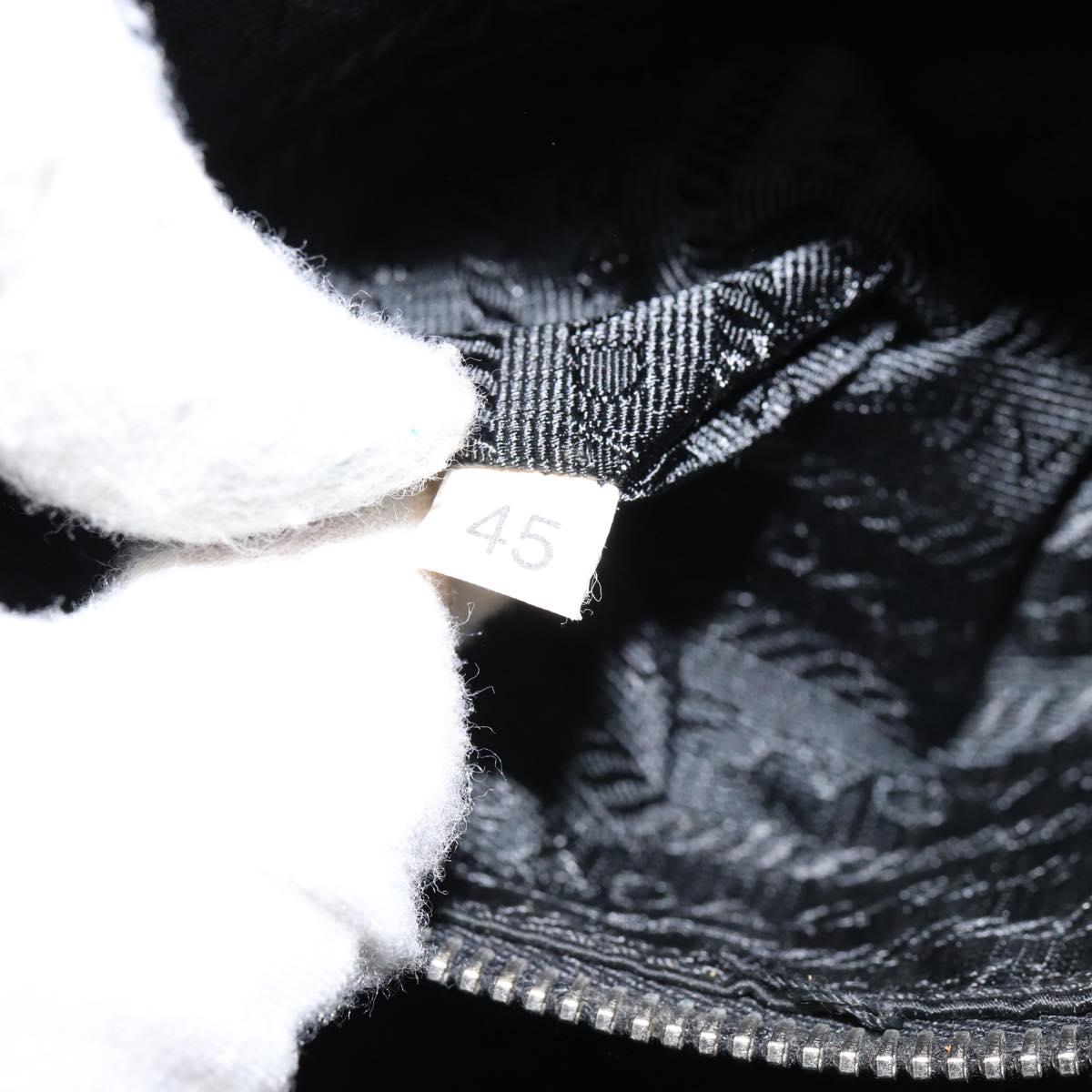 PRADA Hand Bag Nylon Black Silver Auth ep12152