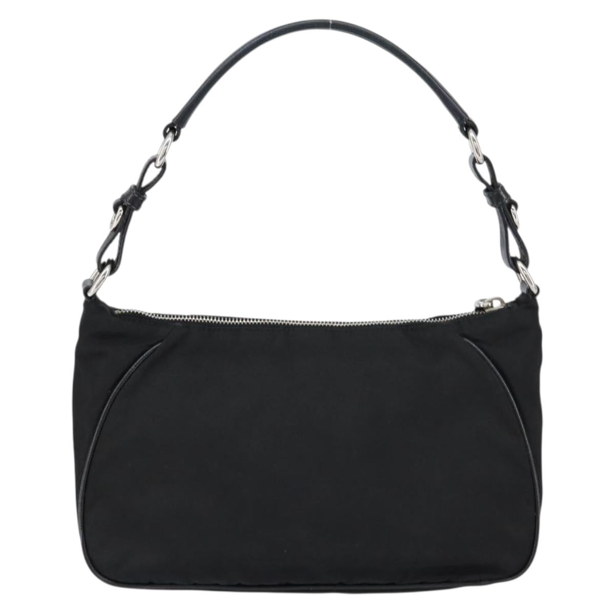 PRADA Hand Bag Nylon Black Silver Auth ep12152