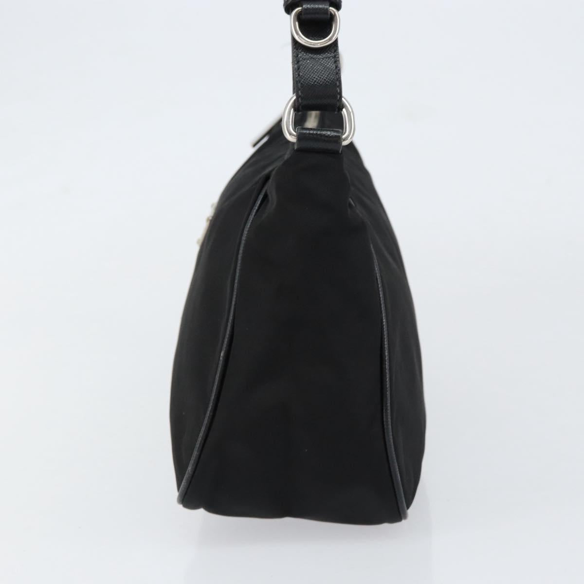 PRADA Hand Bag Nylon Black Silver Auth ep12152