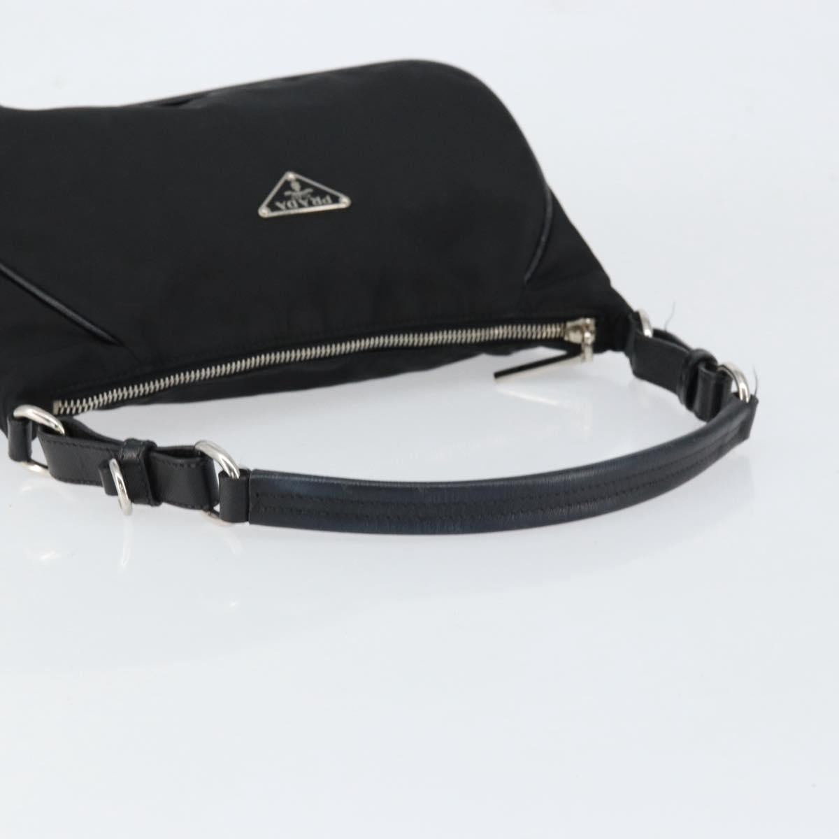 PRADA Hand Bag Nylon Black Silver Auth ep12152