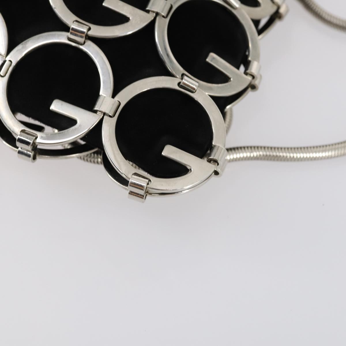 GUCCI Chain Shoulder Bag Suede Black Silver Auth ep12154