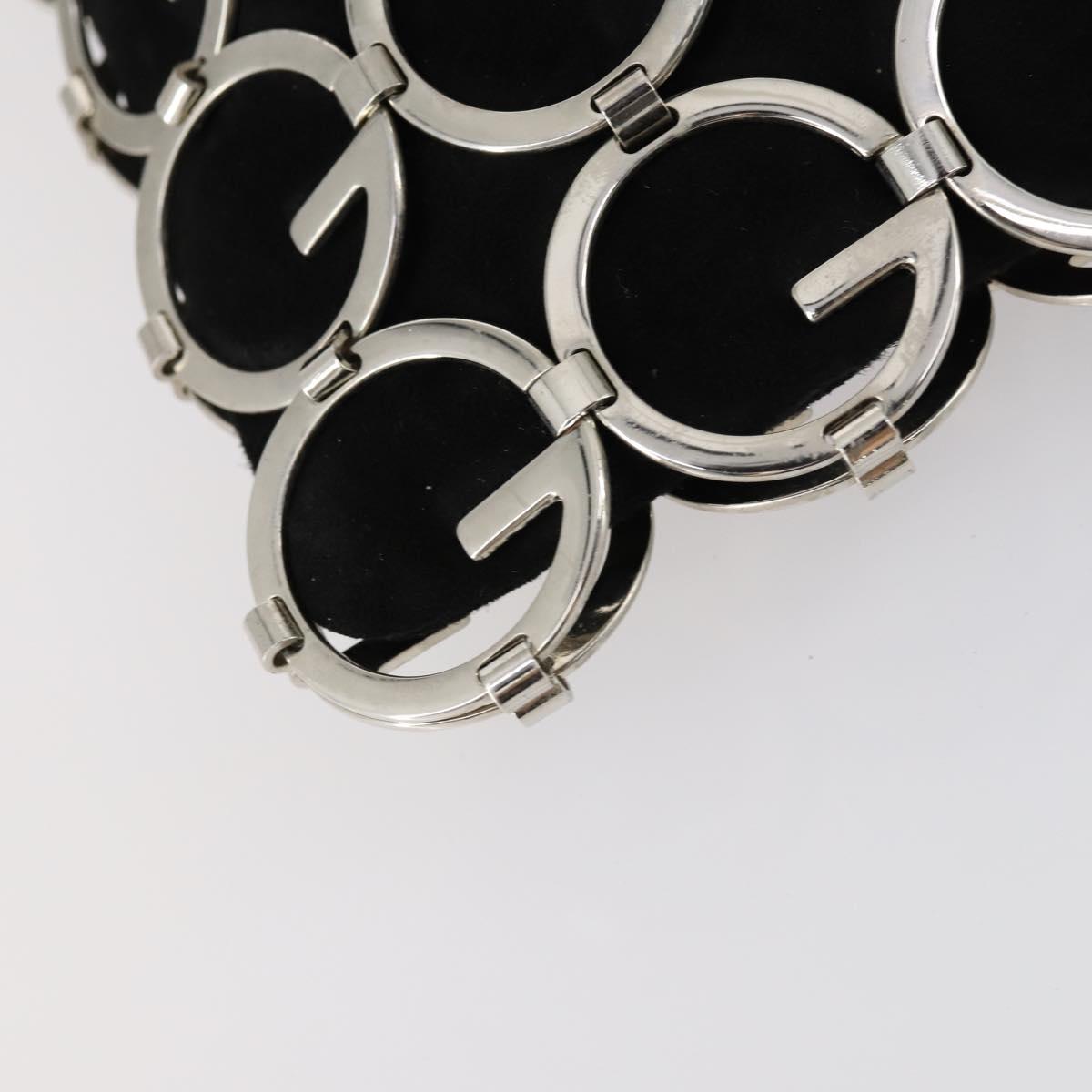 GUCCI Chain Shoulder Bag Suede Black Silver Auth ep12154