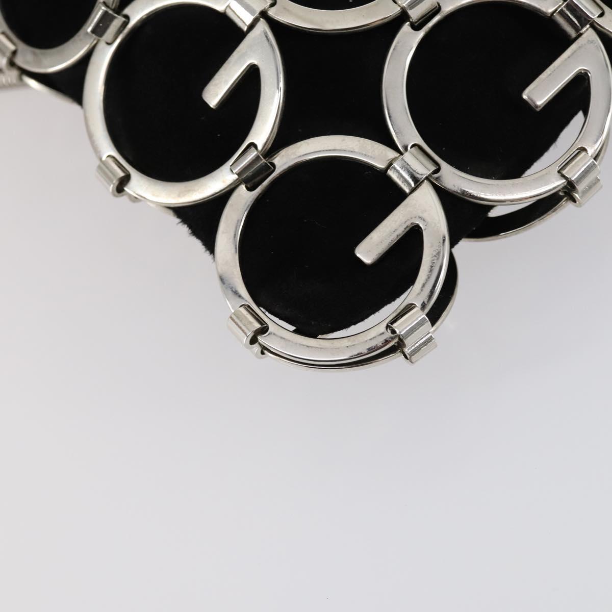 GUCCI Chain Shoulder Bag Suede Black Silver Auth ep12154