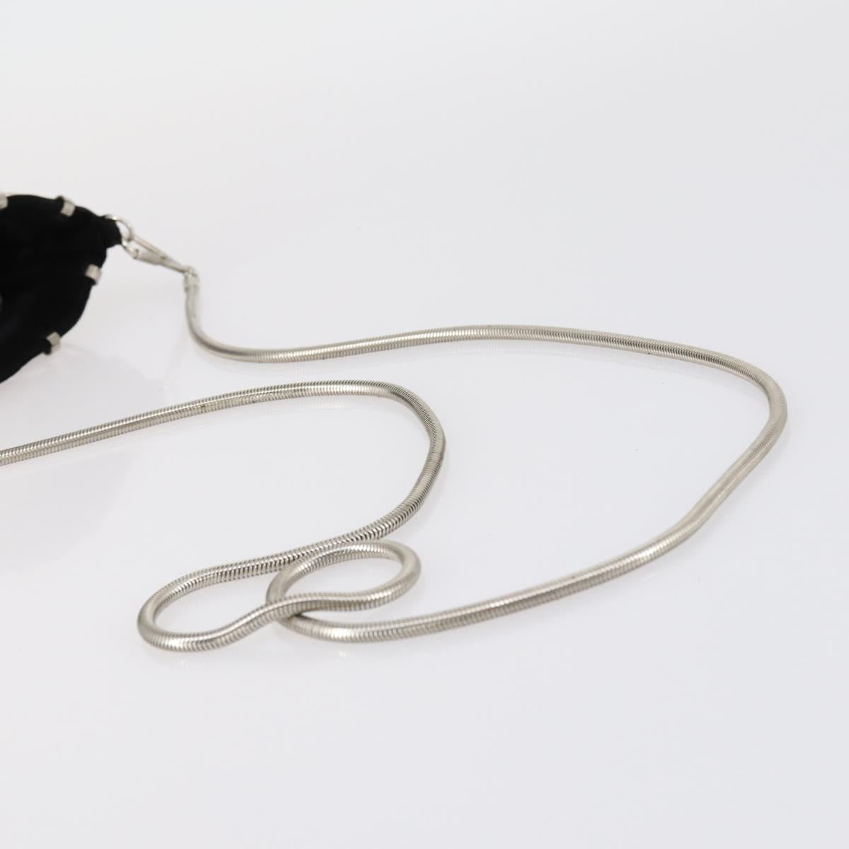 GUCCI Chain Shoulder Bag Suede Black Silver Auth ep12154