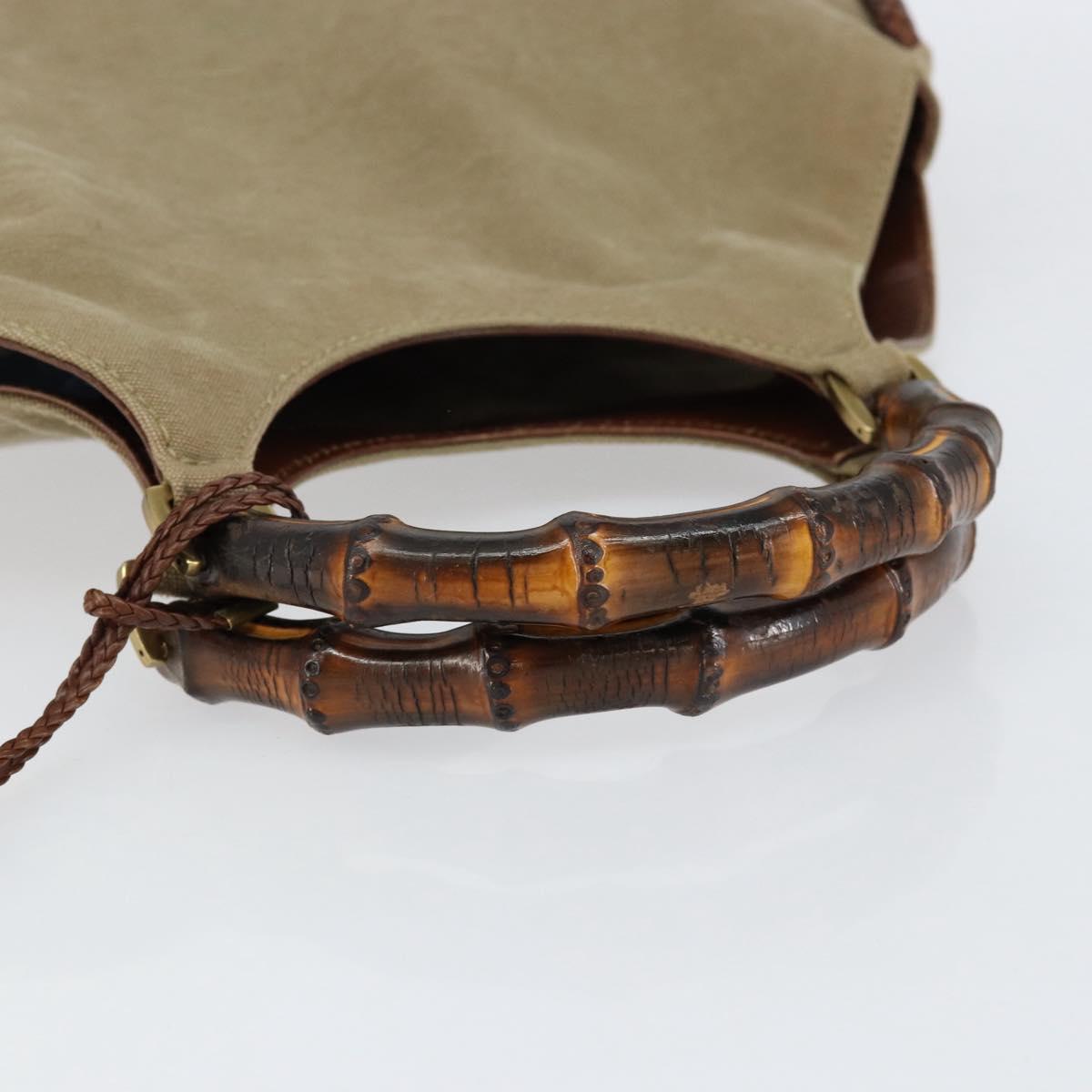 GUCCI Bamboo Hand Bag Canvas Beige 109129 Auth ep12156