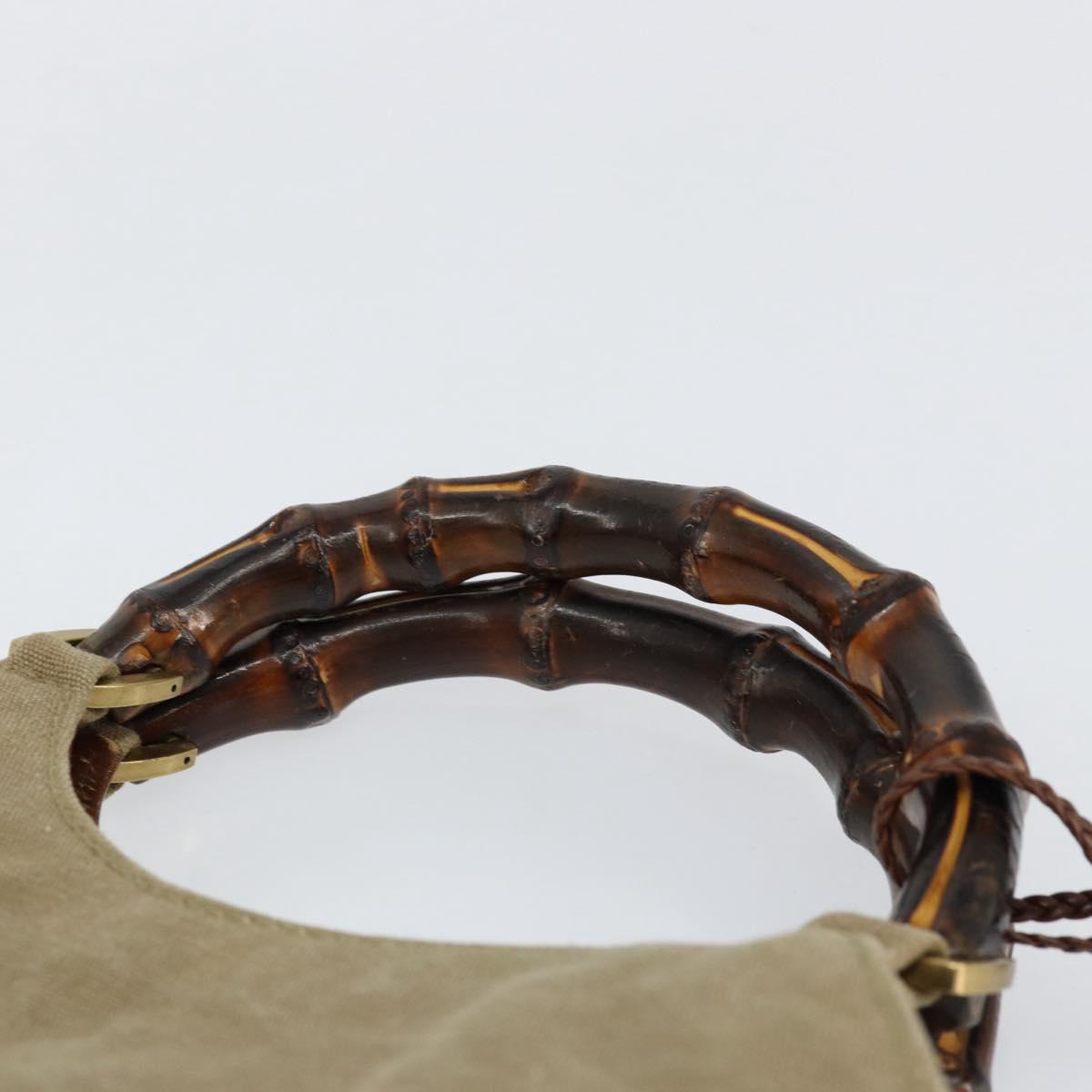 GUCCI Bamboo Hand Bag Canvas Beige 109129 Auth ep12156