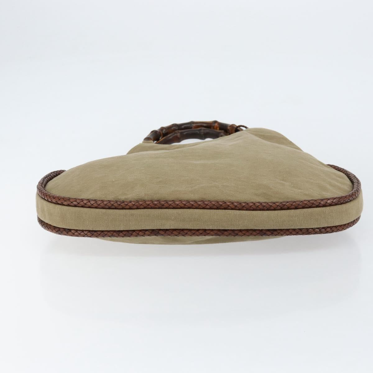 GUCCI Bamboo Hand Bag Canvas Beige 109129 Auth ep12156