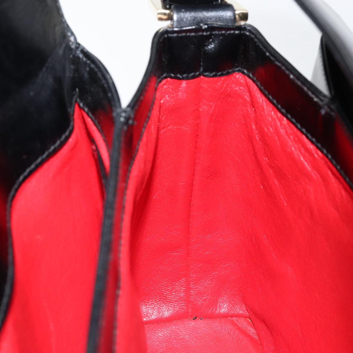 GUCCI Hand Bag Leather Black Gold 000 1448 1269 Auth ep12157