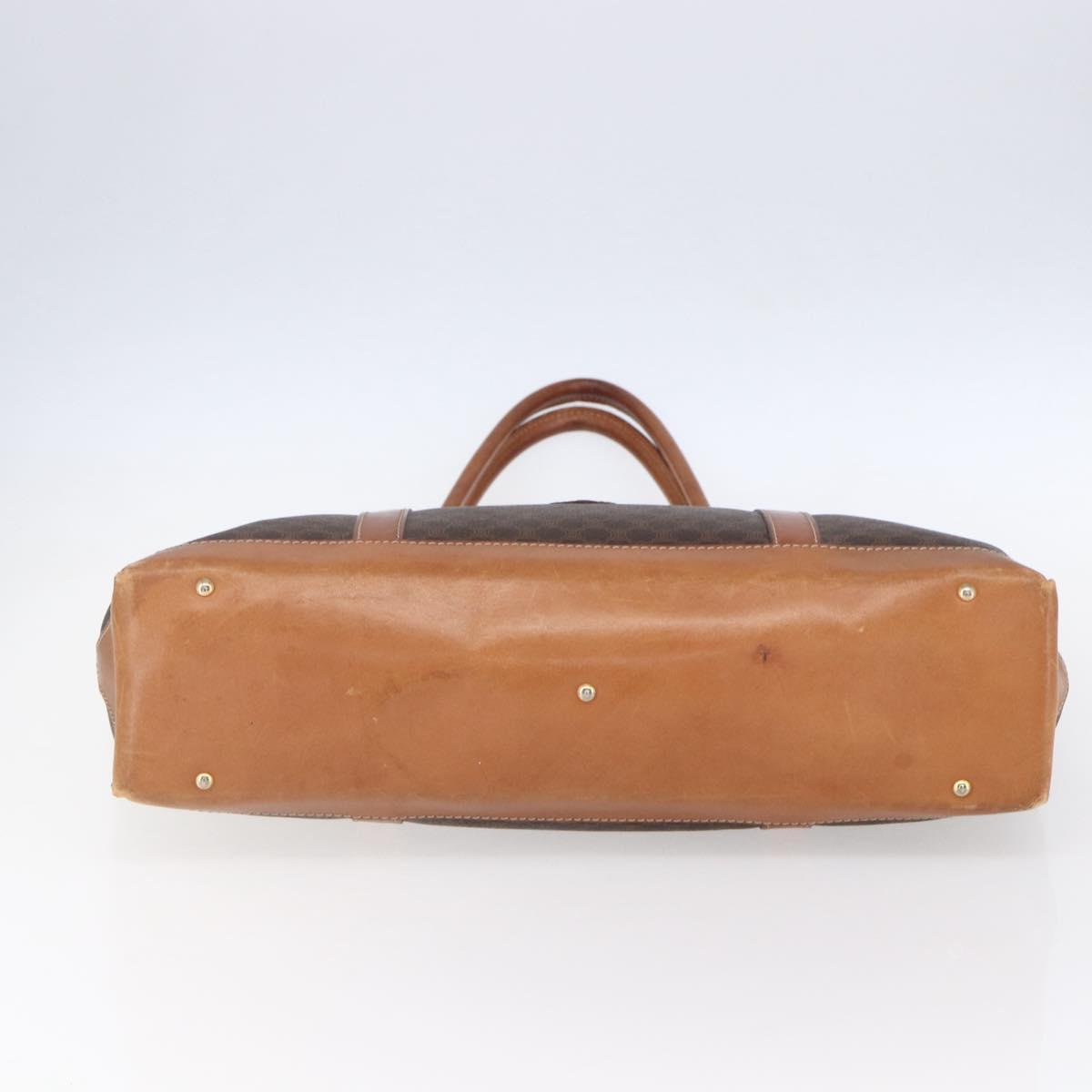 CELINE Macadam Canvas Tote Bag PVC Leather Brown Gold Auth ep12161