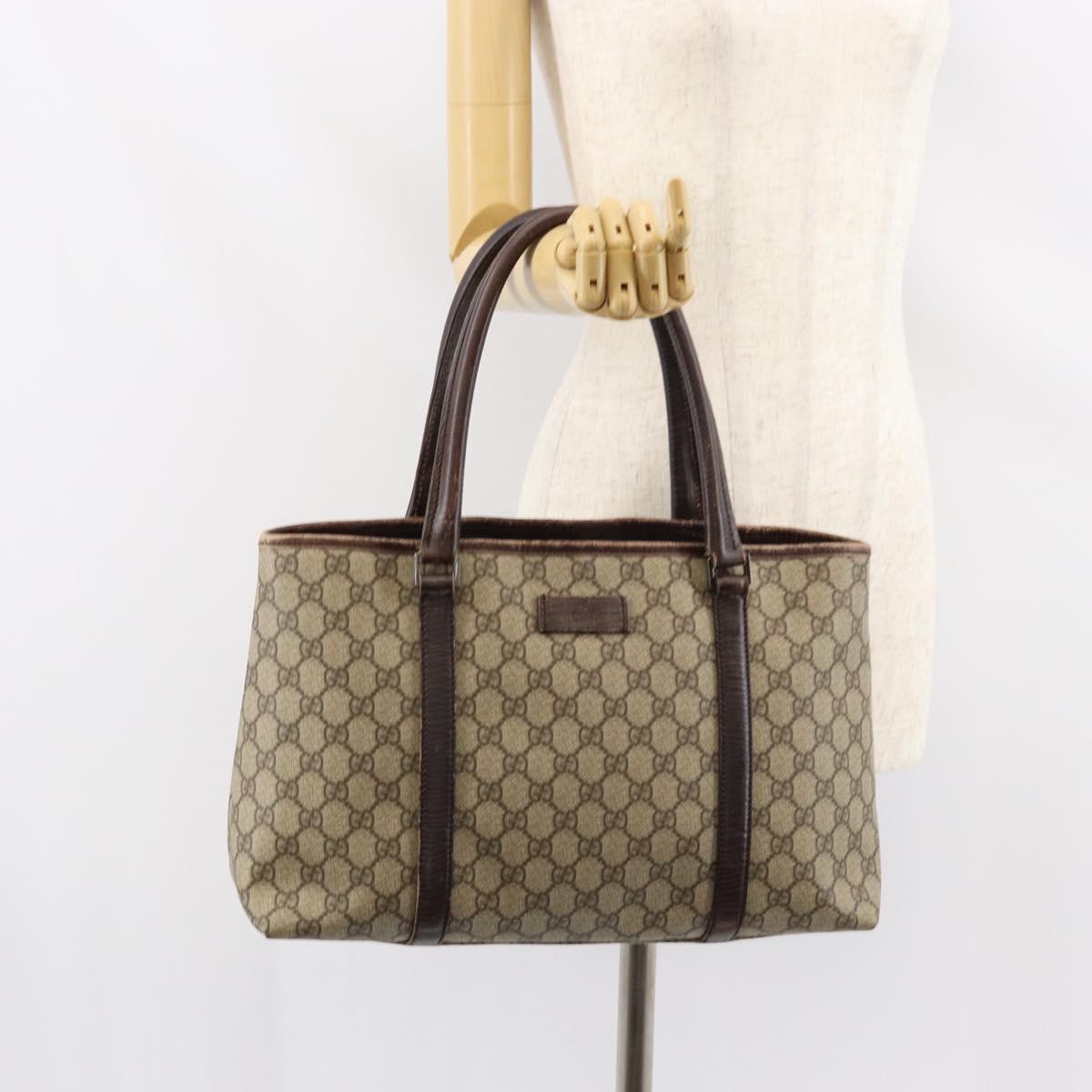 GUCCI GG Supreme Tote Bag PVC Beige Silver 114595 Auth ep12164