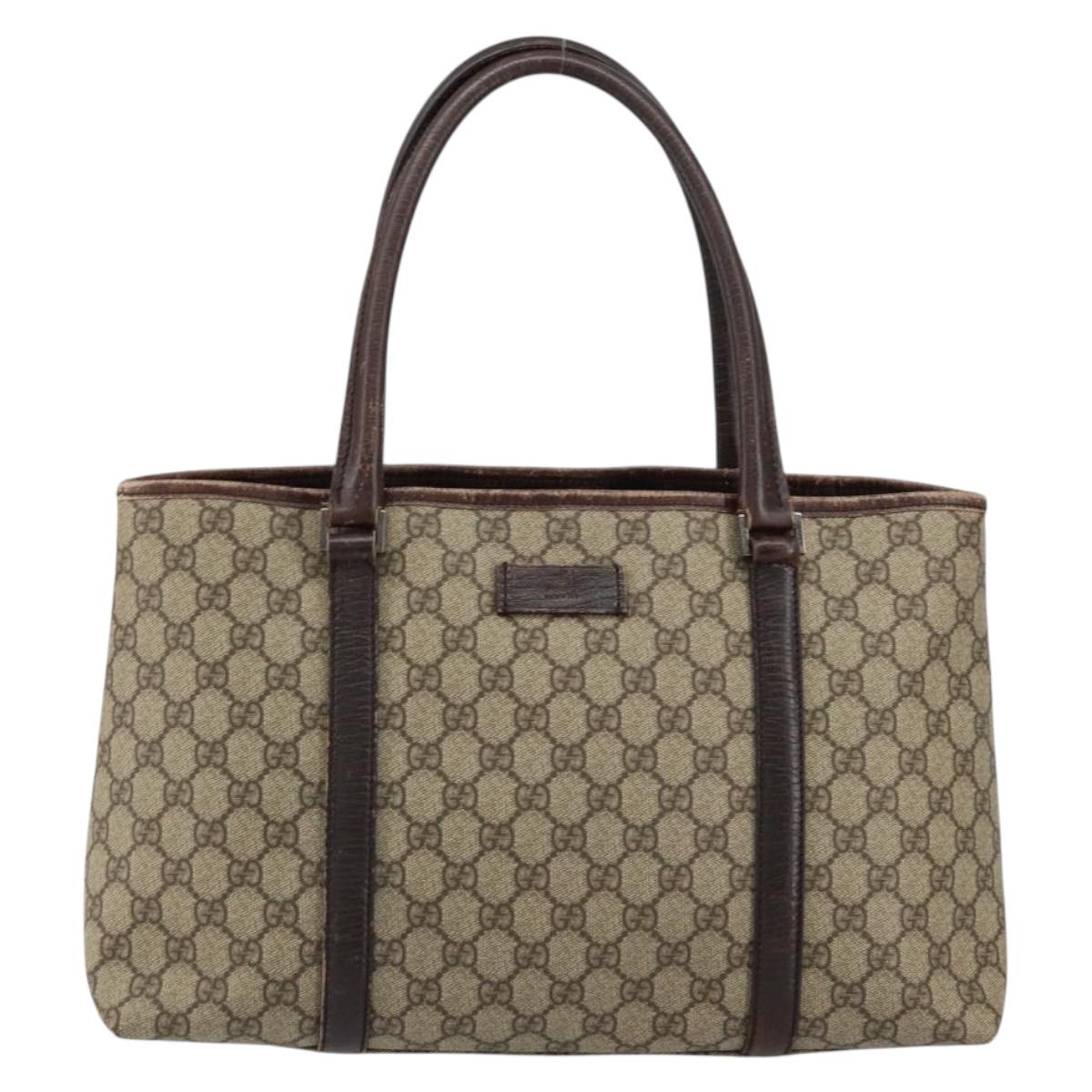 GUCCI GG Supreme Tote Bag PVC Beige Silver 114595 Auth ep12164