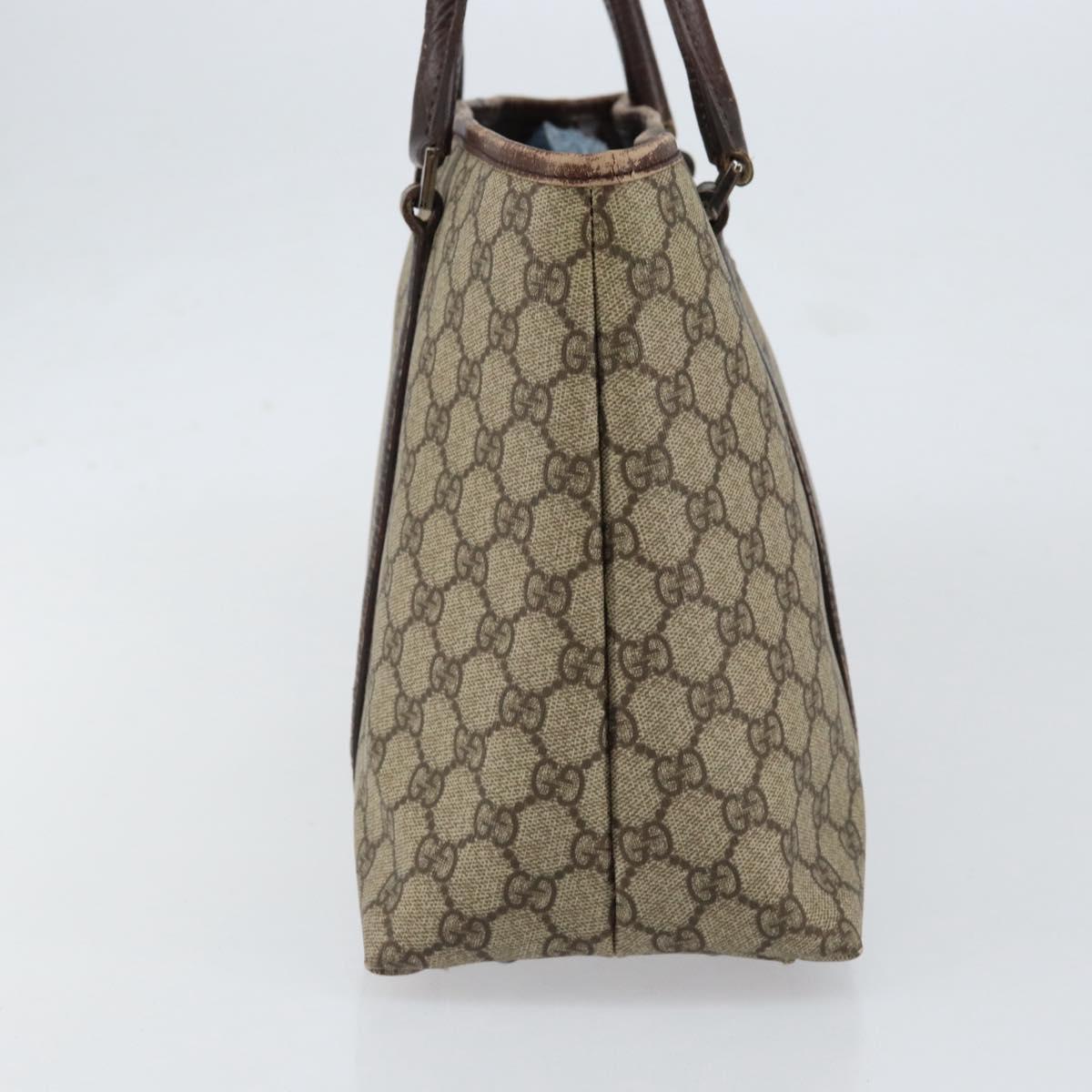 GUCCI GG Supreme Tote Bag PVC Beige Silver 114595 Auth ep12164