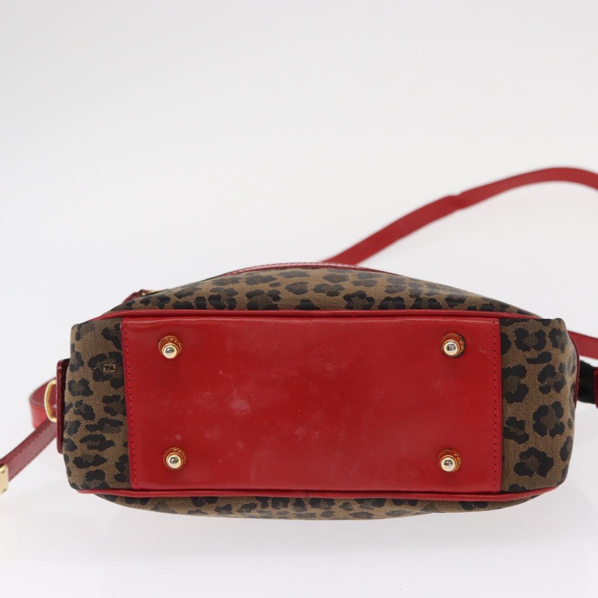 FENDI Hand Bag Canvas 2way Brown Gold Auth ep12165