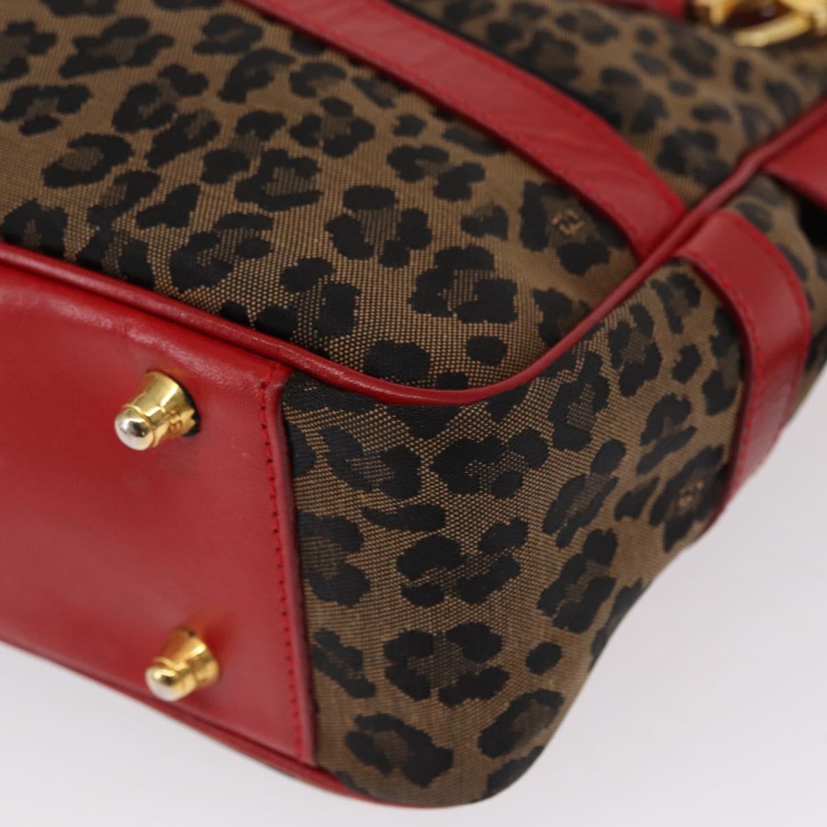 FENDI Hand Bag Canvas 2way Brown Gold Auth ep12165