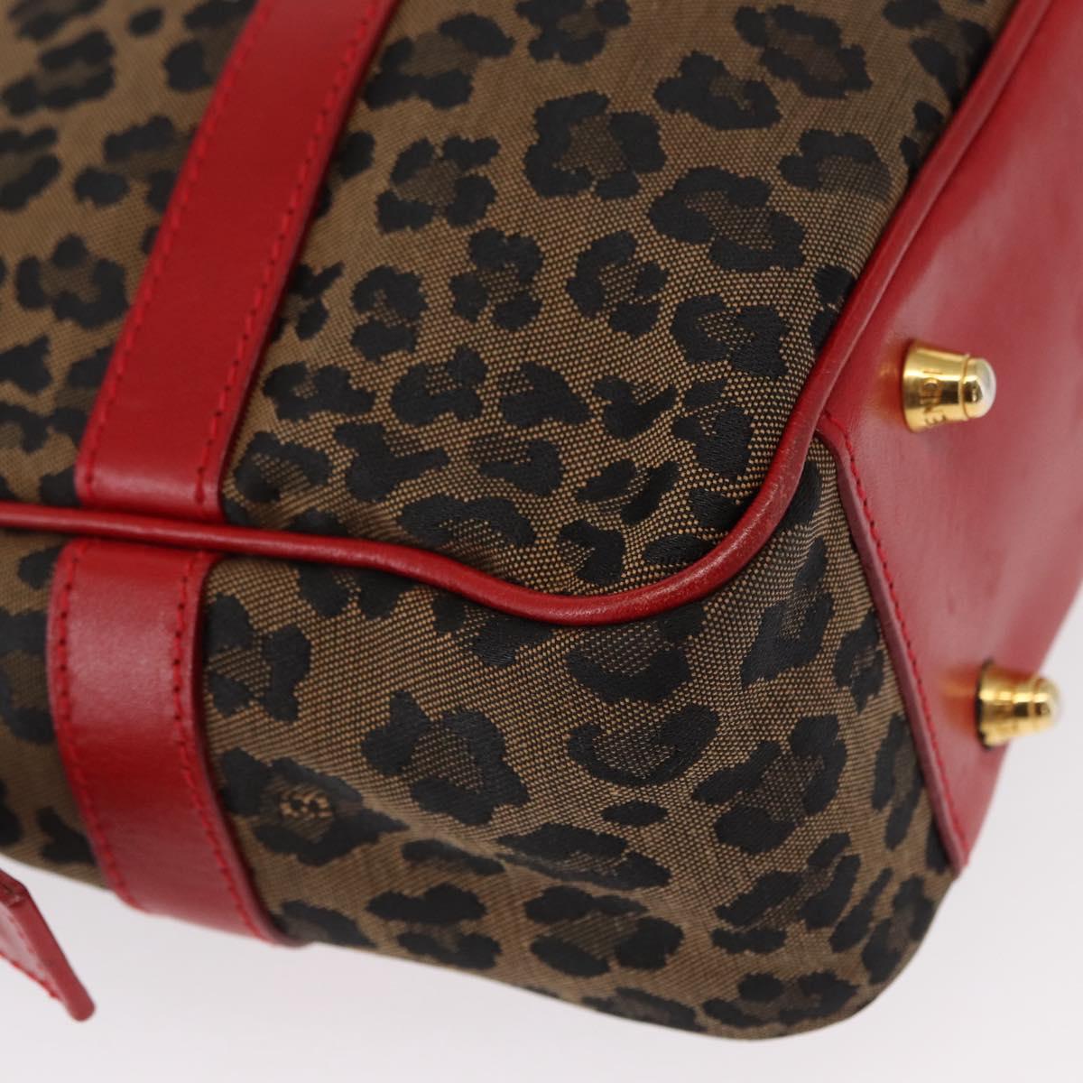 FENDI Hand Bag Canvas 2way Brown Gold Auth ep12165