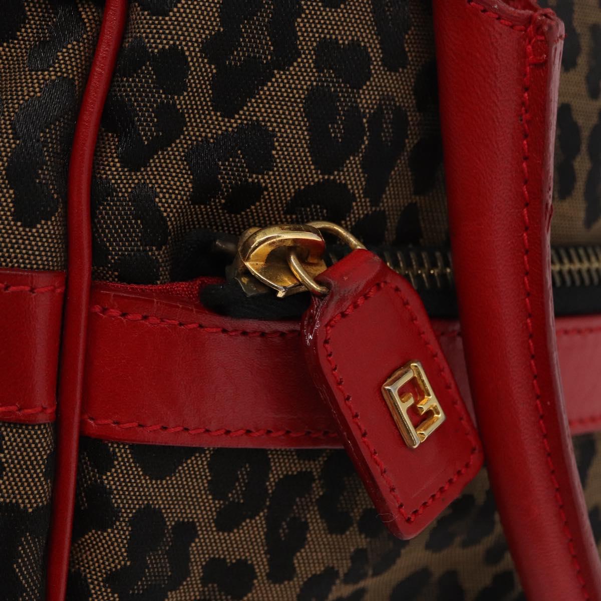 FENDI Hand Bag Canvas 2way Brown Gold Auth ep12165