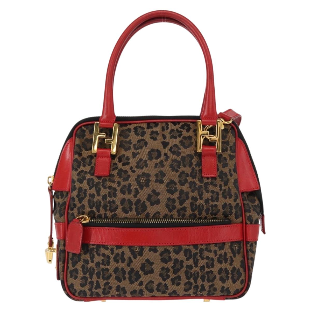 FENDI Hand Bag Canvas 2way Brown Gold Auth ep12165