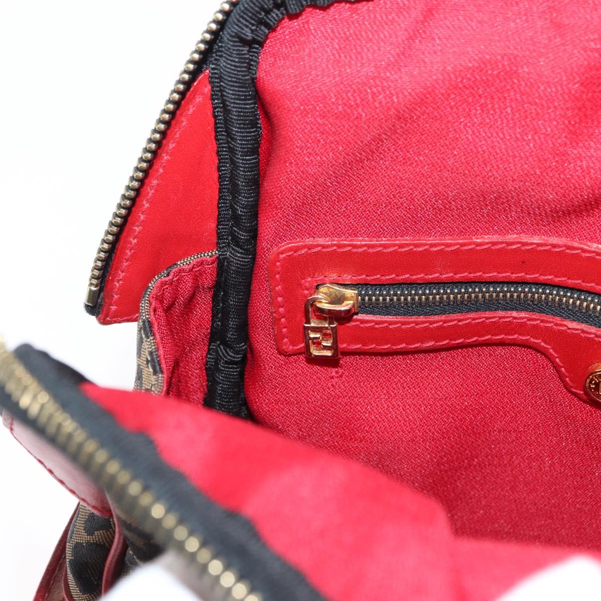 FENDI Hand Bag Canvas 2way Brown Gold Auth ep12165