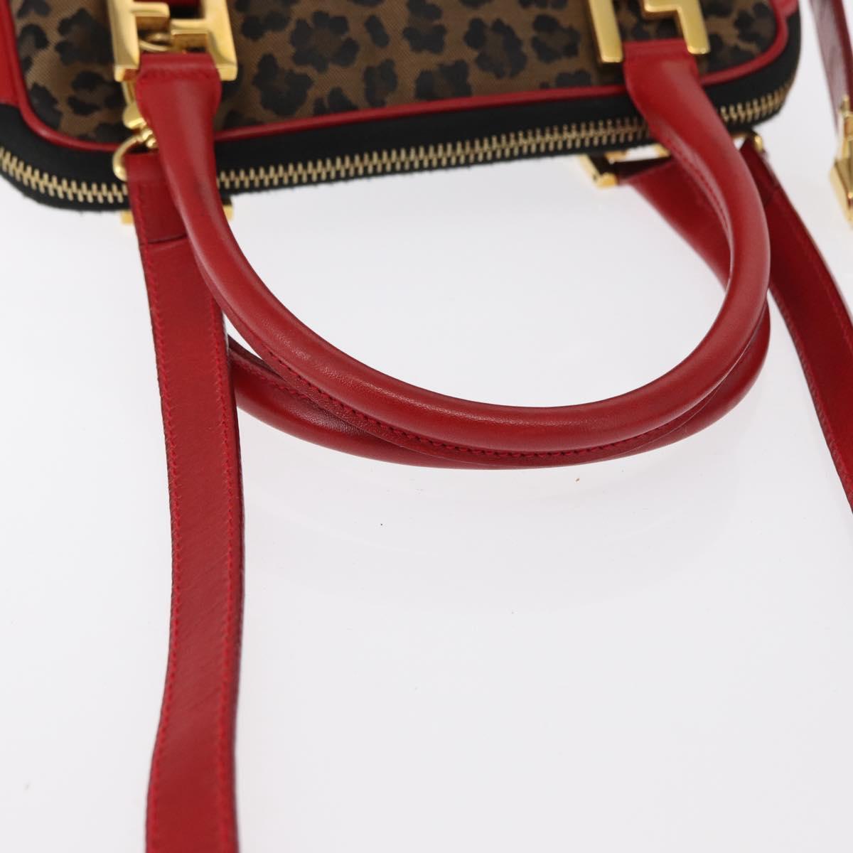 FENDI Hand Bag Canvas 2way Brown Gold Auth ep12165