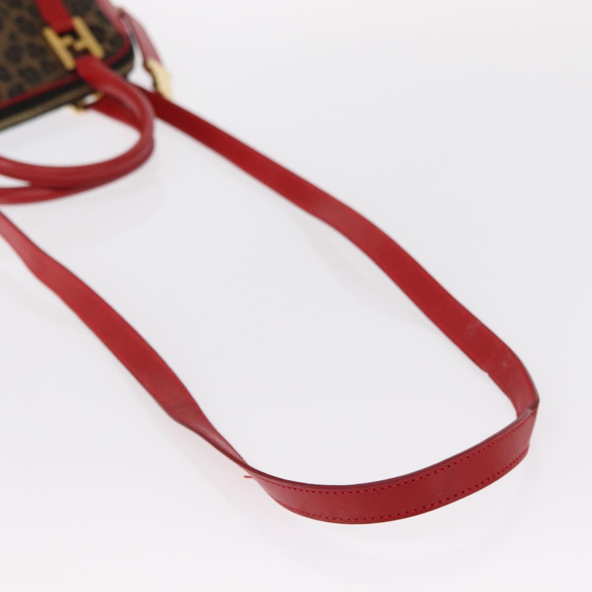 FENDI Hand Bag Canvas 2way Brown Gold Auth ep12165