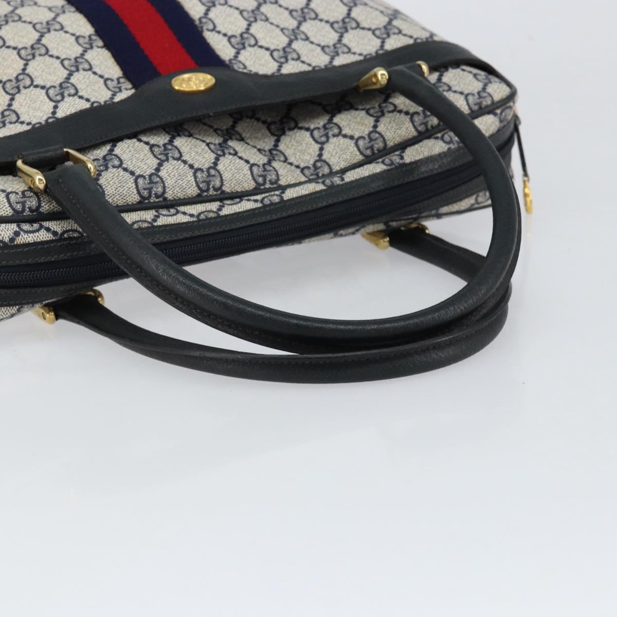 GUCCI GG Supreme Sherry Line Hand Bag PVC Navy Red 378 002 4466 Auth ep12166