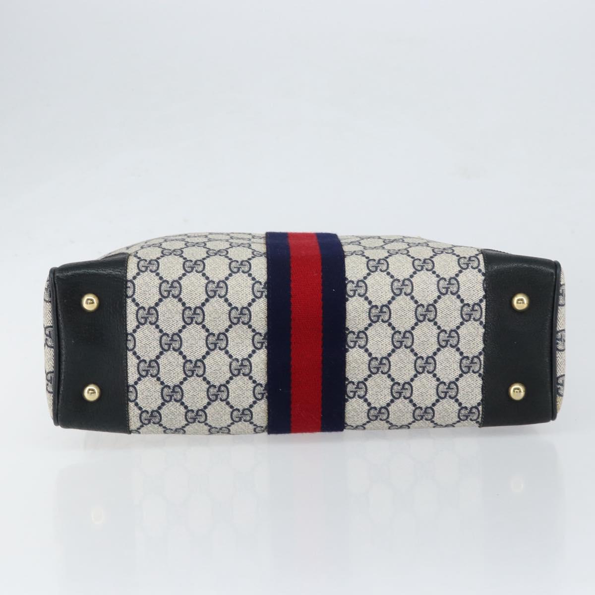 GUCCI GG Supreme Sherry Line Hand Bag PVC Navy Red 378 002 4466 Auth ep12166