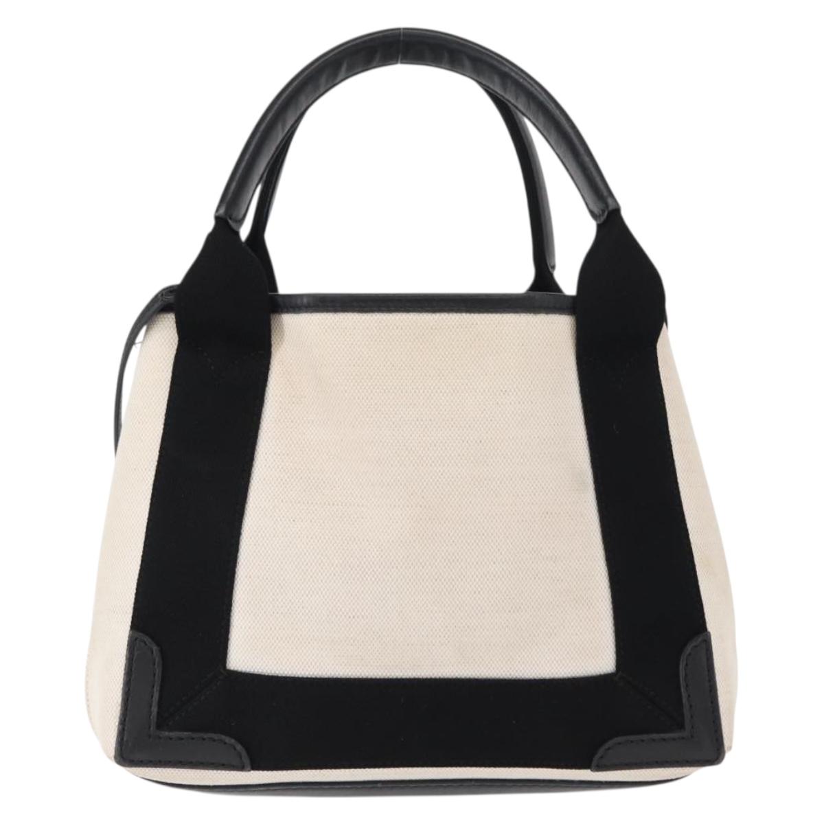 BALENCIAGA Navy Cabas XS Hand Bag Leather 2way White Silver 390346 Auth ep12167